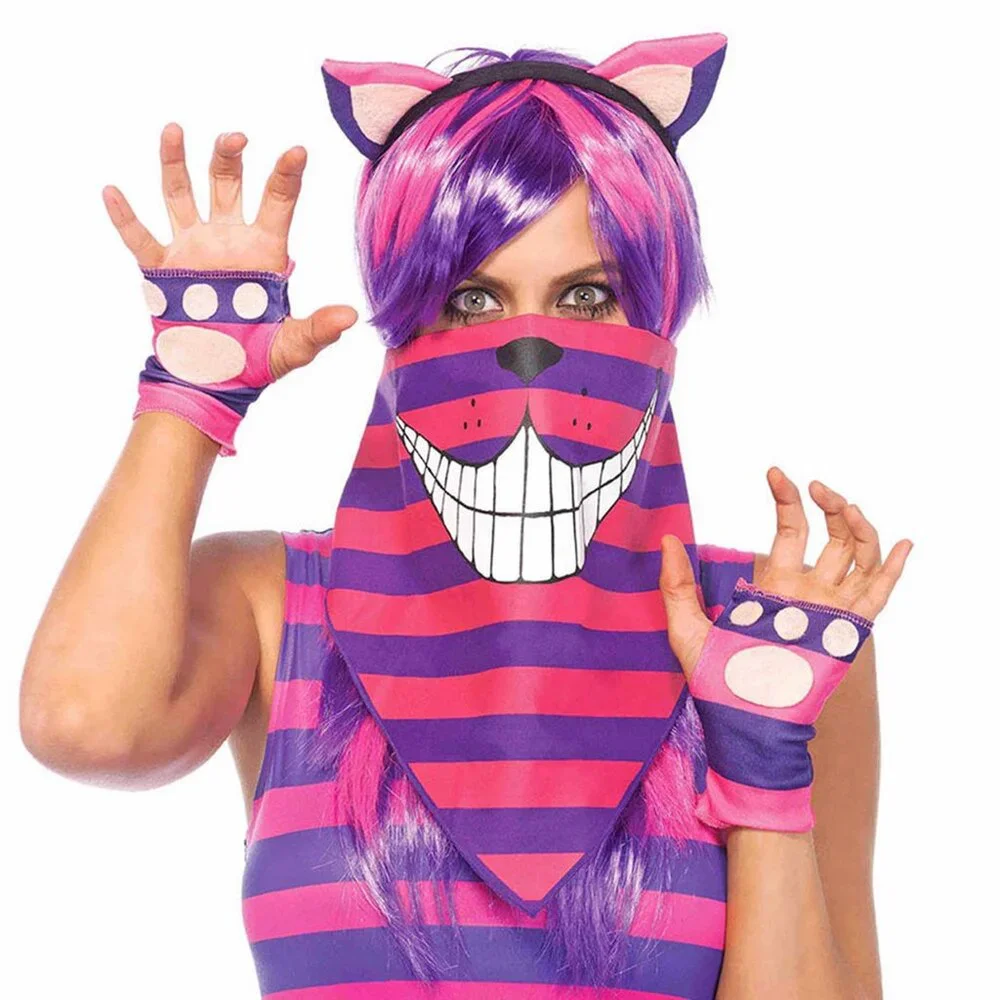 Cheshire Cat Bandana Womens One Size Halloween Cosplay Roleplay DIY Mask